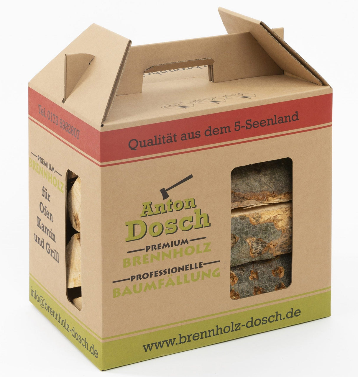 Brennholz im Karton
